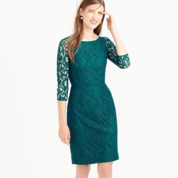 J. Crew Lace Sheath Dress in Spicy Jade - Picture 3 of 16